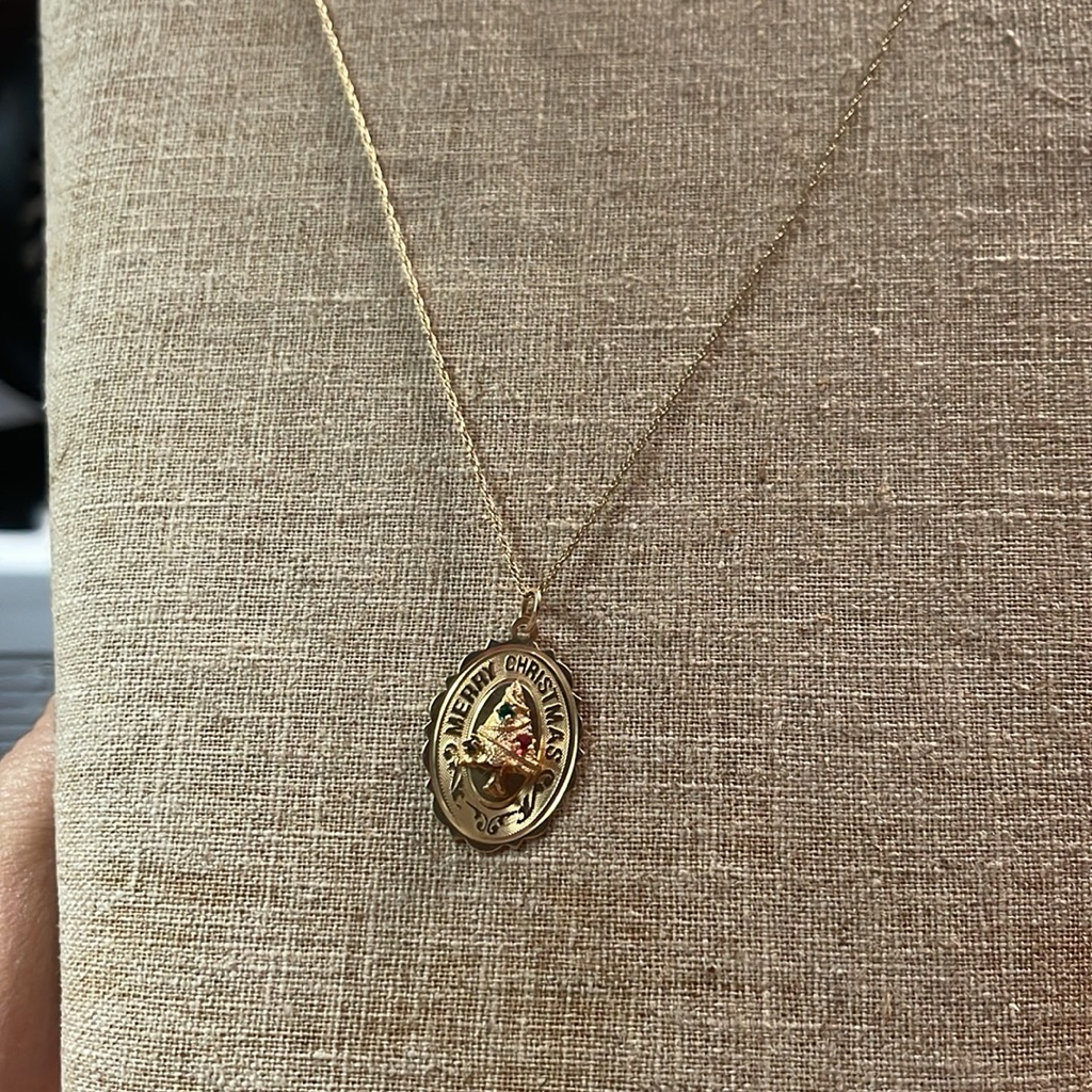 Merry Christmas Pendant With 14kt Gold Chain 488$